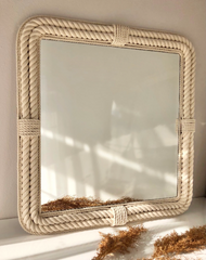 Mirror Wall Rope Mirror, Coastal Mirror, Cotton Rope Mirror, Handmade Nautical Mirror, Rope Mirror Frame