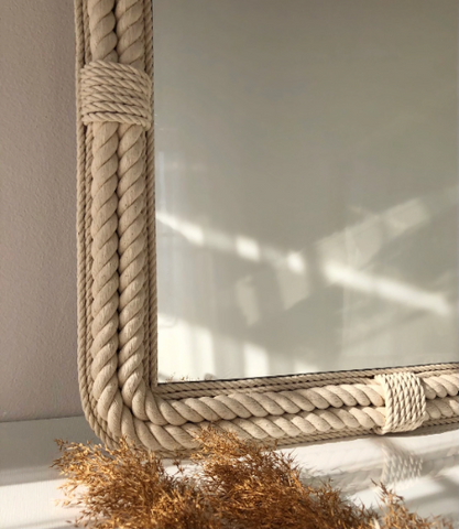 Mirror Wall Rope Mirror, Coastal Mirror, Cotton Rope Mirror, Handmade Nautical Mirror, Rope Mirror Frame