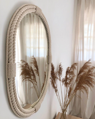 Handmade Nautical Coastal Oval Rope Mirror Twisted Rope Home Decor Art Wall Hanging Mirror Oval mirror