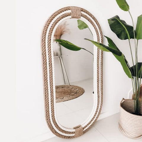 Chunky Rope Mirror, Handmade Nautical Mirror, Rope Mirror Frame, Boho Nursery Mirror