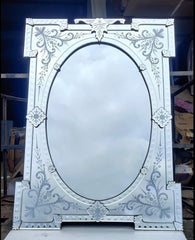 Glass Venetian Oval Glass Mirror Wall Mount