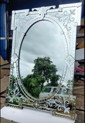 Glass Venetian Oval Glass Mirror Wall Mount