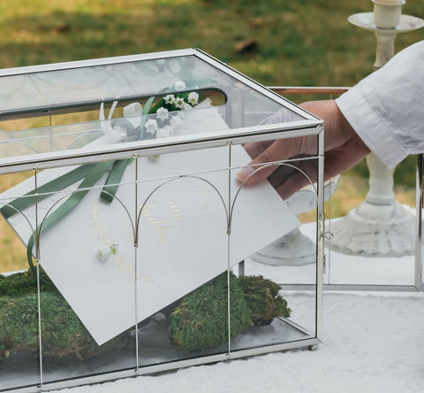 Silver Large Geometric Glass Card Box Wedding Reception