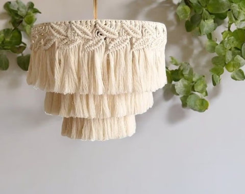 Lampshade Boho , Hanging Light Covering, Nordic Woven Hanging