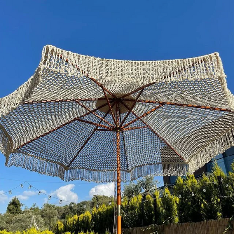 Macrame Crochet Umbrella / Macrame Fringe Umbrella / Beach Umbrella