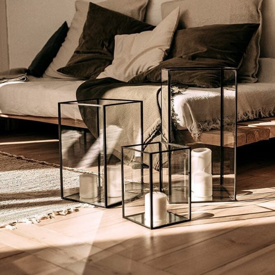 Set of 3 geometric glass candle holders // Christmas decor gift ideas