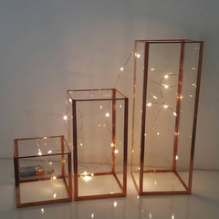 Set of 3 geometric glass candle holders // Christmas decor gift ideas