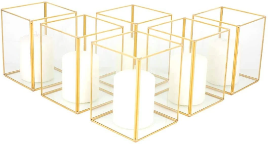 Geometric Candle Holder Set of 6 for Wedding Centerpiece