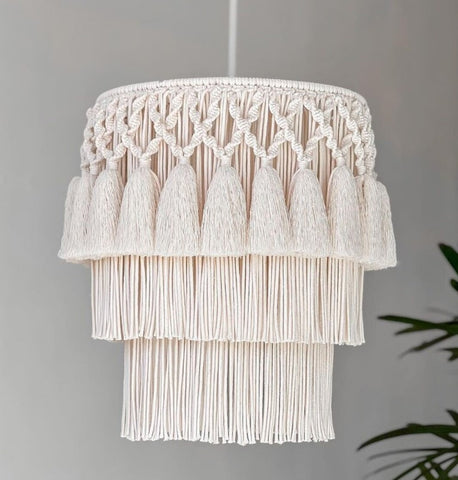 Boho light, Fringe Chandelier, Tassel Lamp Shade , Macrame Chandelier