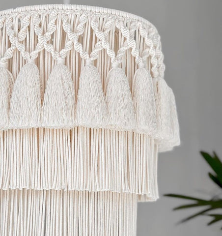 Boho light, Fringe Chandelier, Tassel Lamp Shade , Macrame Chandelier