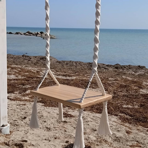 Beach Macrame Swing, Macrame Wood Swing, Wood Swing, Tree Swing Adult, Boho Swing