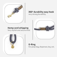 Grey Handmade Rope Leashes for Dogs Rope Dog Leash