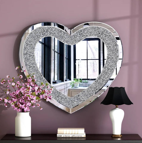 Heart Design Wall Mirror Ornate Glass Framed Venetian Decor Mirror