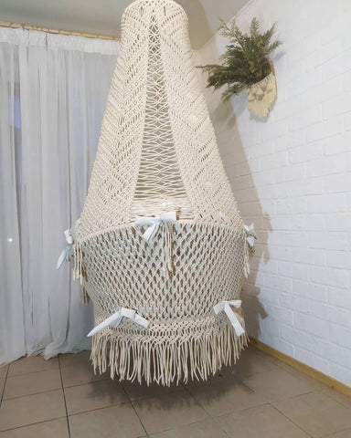 Indoor and Outdoor Bohemian Macrame Hanging Hammock Swing Chair - Perfect Swing for Relaxation