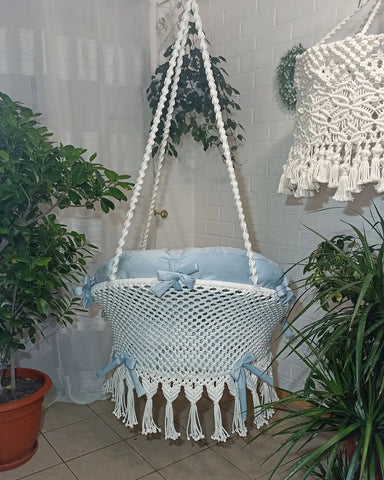 Indoor & Outdoor Bohemian Macrame Swing Chair | Hanging Hammock Swing Chair