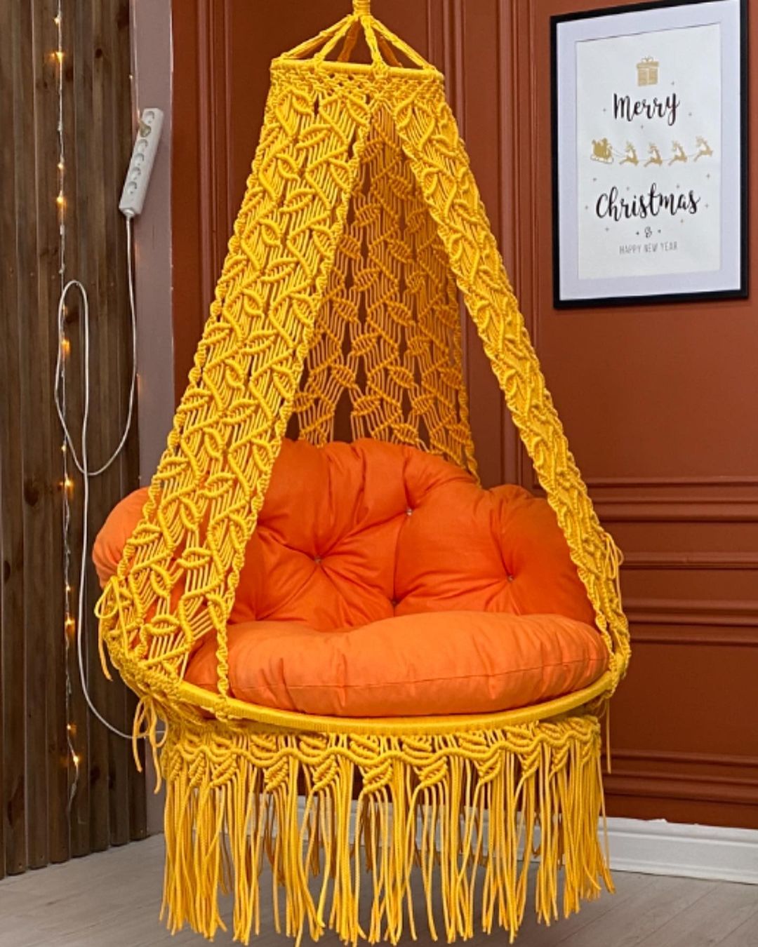 Beautiful Handmade Leaf Macrame Swing Chair, Hanging Hammock Chair