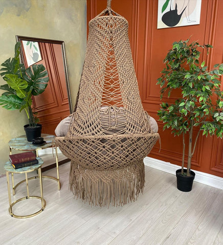 Hanging Indoor and outdoor Macrame Swing Chair, Hanging Hammock Chair