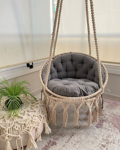 Natural Macrame Hanging Swing Chair – Ideal for Gardens & Outdoor Relaxation