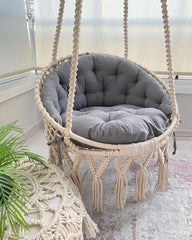 Natural Macrame Hanging Swing Chair – Ideal for Gardens & Outdoor Relaxation