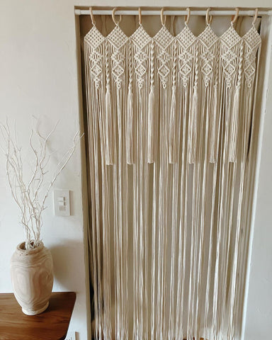 Long Tassel Wall Cotton Curtain Boho Macrame Wall Curtain Wall Hanging, Wedding Decor