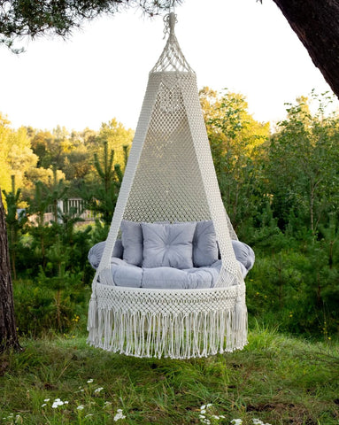 Handmade Bohemian Macrame Swing Chair, Hanging Hammock Swing Chair