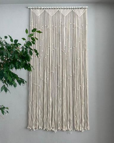 Handmade Macrame Bohemian Curtain Drapes, Door Window, Macrame Curtain