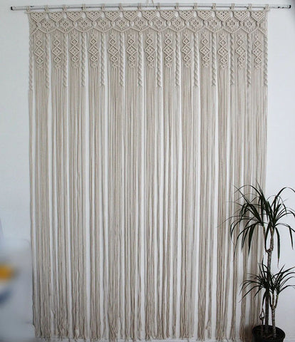 Cotton Curtain Hanging Curtain Boho Macrame Wall Curtain Wall Hanging