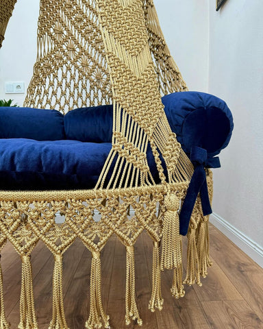 Royal Hanging Macrame Swing Chair - Elegant Garden & Patio Hanging Chair