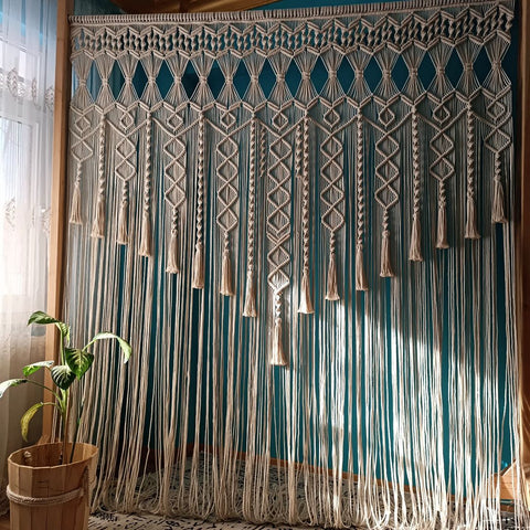 Beautiful Handmade Macrame Curtain Wall Hanging, Wall Hanging Decor Curtain