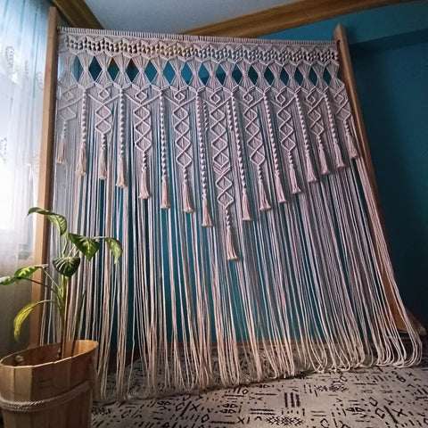 Beautiful Handmade Macrame Curtain Wall Hanging, Wall Hanging Decor Curtain